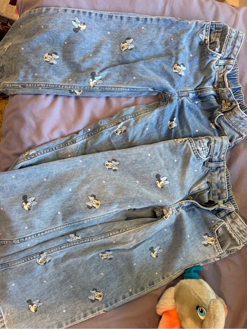 H&M Light Blue Denim Jeans with Minnie Mouse Motif